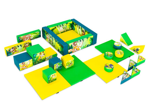 Juego de Softplay XL con temática de Jungle Dino y bloques coloridos para jugar
