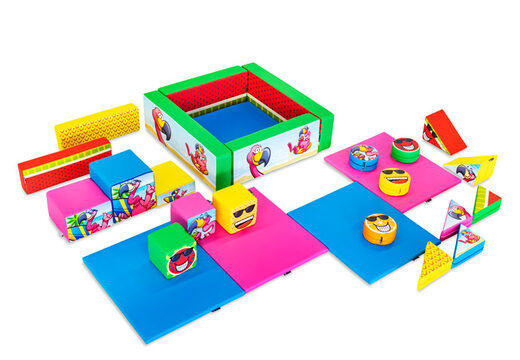 Juego de Softplay XL con temática de flamenco en Hawái y bloques coloridos para jugar
