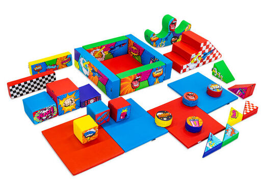 Set XXL de Softplay con temática de cómic y bloques coloridos para jugar