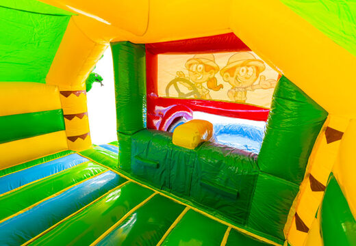 Interior del Castillo Hinchable Slide Combo Double Slide Amarillo Verde Azul