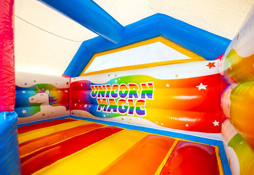 Compra en línea el castillo hinchable cubierto Slide Combo Dubbelslide con temática de Unicornio en JB