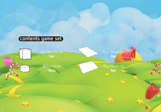 Contenido del set de juego Softplay en tema de caramelos para comprar en JB