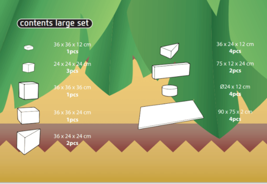 Compra en línea el contenido del set Softplay Large en tema de Jungla - Dino