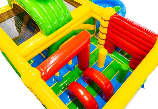 Interior del castillo inflable con arcos, columnas y airbags en venta en JB