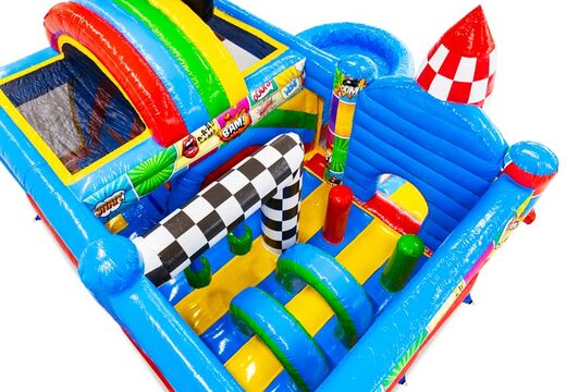 Interior de castillo hinchable con arcos, columnas y airbags en venta en JB