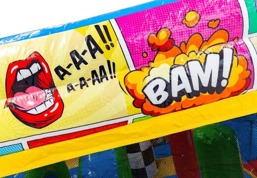 Tema del castillo hinchable Ilustraciones cómicas de un cómic labios y explosión para ordenar en línea