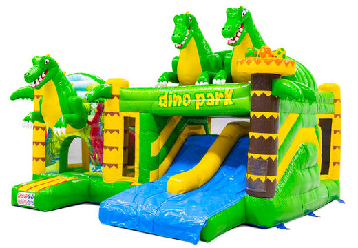 Castillo hinchable Multiplay Dubbelslide con dos toboganes en el tema de dinosaurios
