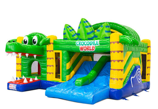 Castillo hinchable Multiplay Doubleslide con dos toboganes en tema de cocodrilo