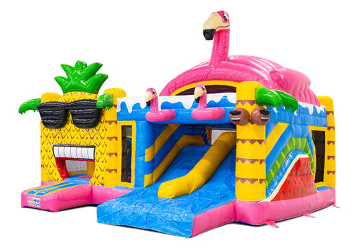 Compra el castillo hinchable Multiplay Doubleslide con tema de flamenco de Hawai en JB