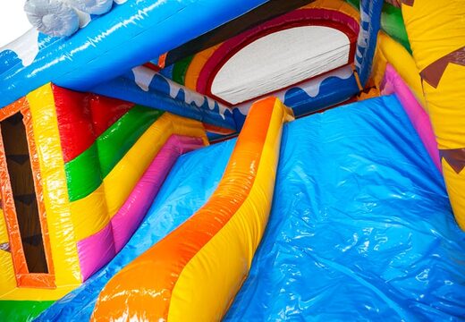 Compra el tobogán azul amarillo naranja del castillo inflable Multiplay double slide en JB