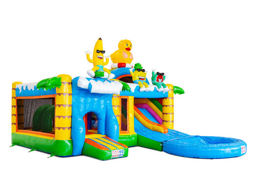 Lateral de Multiplay Dubbelslide con piscina en el tema de la fiesta veraniega