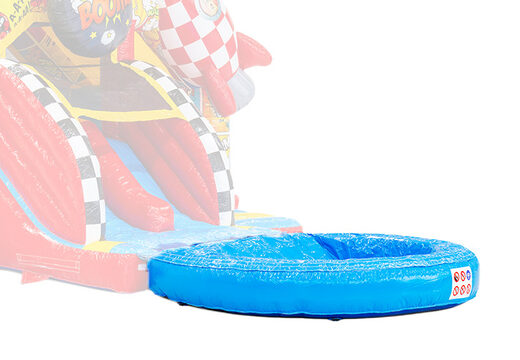 Piscina azul para acoplar a castillos hinchables con doble tobogán de JB Inflatables