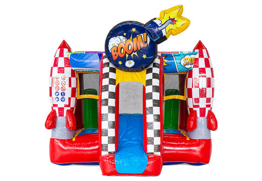 Compra el castillo hinchable Midi Bounce en tema cómic en JB Inflatables, llamativo y colorido