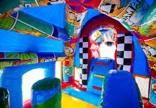 Pide hoy el castillo hinchable A-frame Super Comic en estilo cómic en JB Inflatables